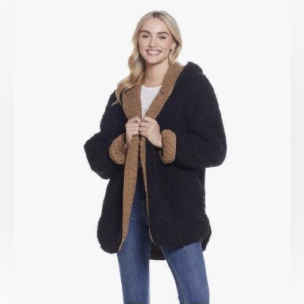 Urban Outfitters Black and Brown Sherpa Coat
